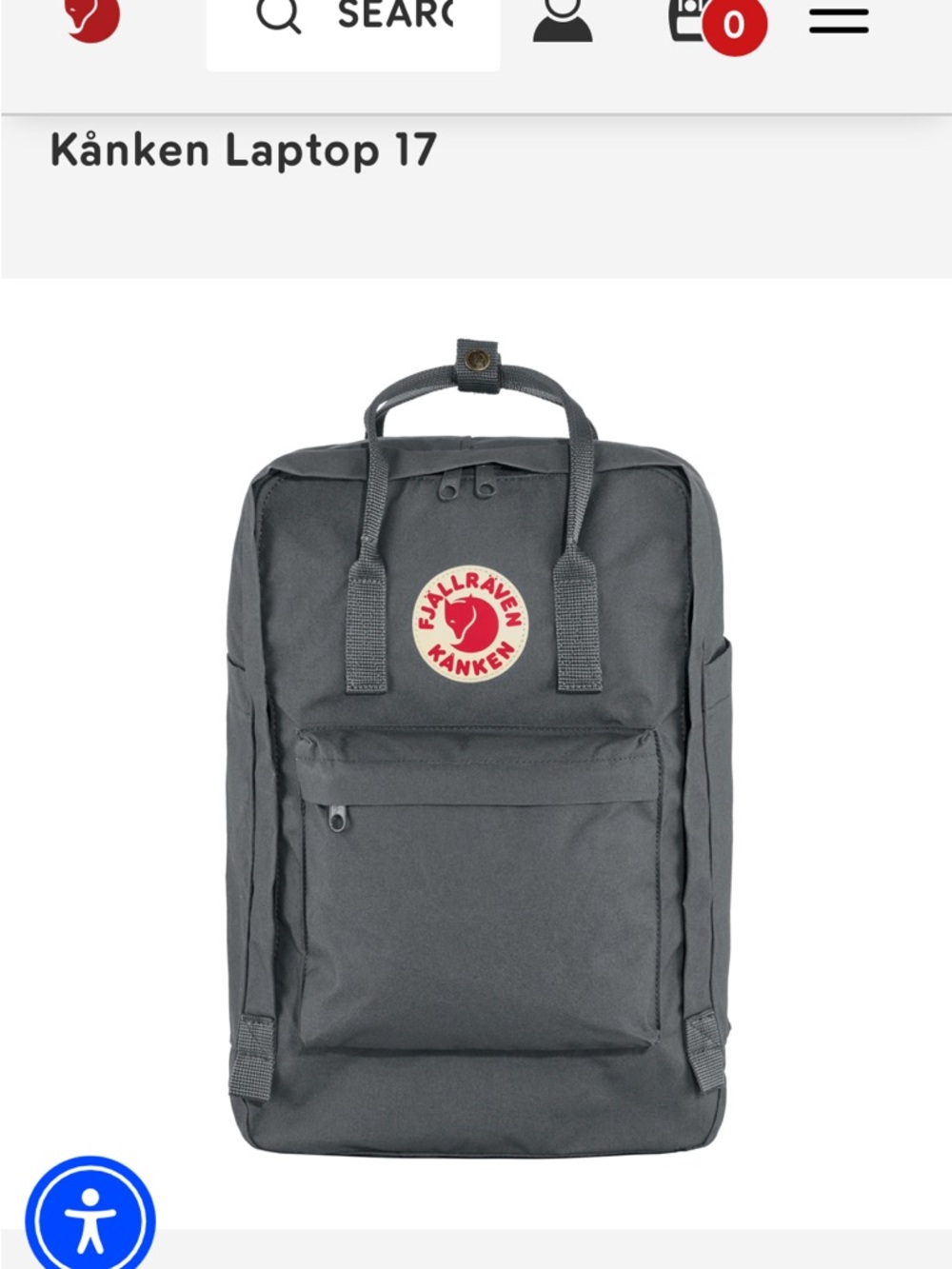 Fjallraven Kånken Laptop 17 Backpack - Blue with Red Logo FLAW